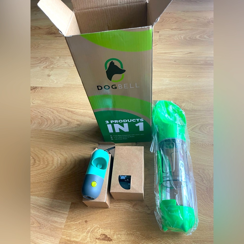 New Poop Bag Dispenser with LED light and walking Bottle